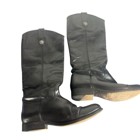 Frye Melissa Button Black Leather Riding Pull-On Boots Size 7 – Minor Wear - Picture 3 of 13